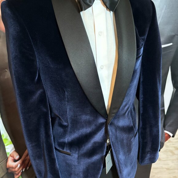 Navy Velvet Tuxedo Jacket Regular price $595.00 - Picture 3 of 3